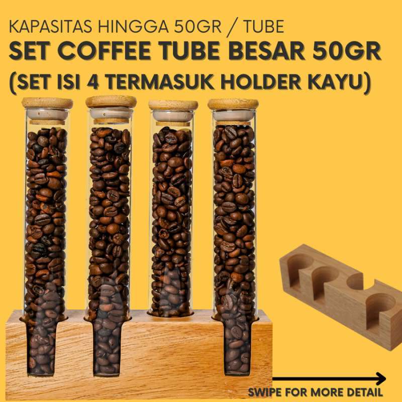 Promo Free Ongkir Coffee Tube Tabung Kaca Biji Kopi Besar Isi 4