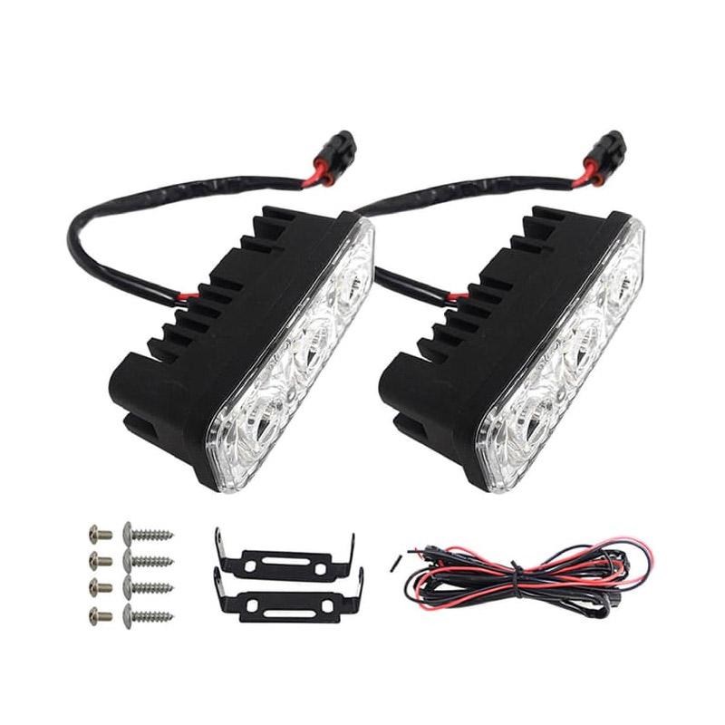 oem drl led 3 titik car headlamp lampu tembak mobil 3 mata 2 pcs