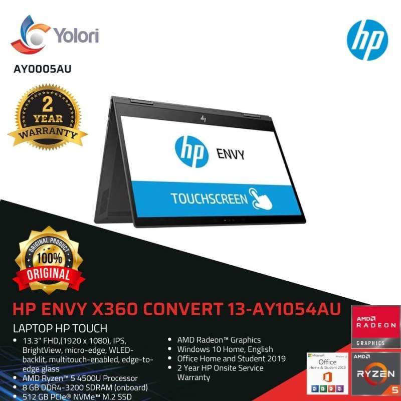 HP ENVY X360 Convert 13-AY105AU R5-4500U 8GB 512GB AMD Radeon Windows 10  OHS 2019 Touch