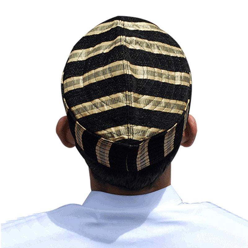 Jual The Kufi Motif Strip Emas Semi Kaku Velveteen Tweed Peci Songkok Pria Online Februari 2021 Blibli