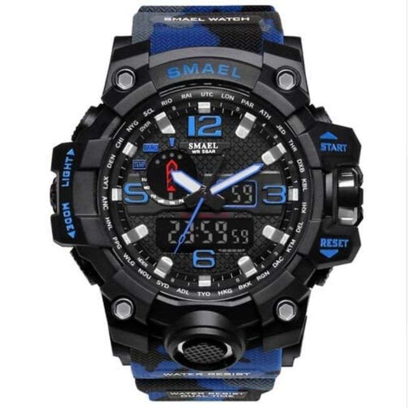 SMAEL Sport 1545MC Original Jam Tangan Pria Digital LED Water Resist Biru