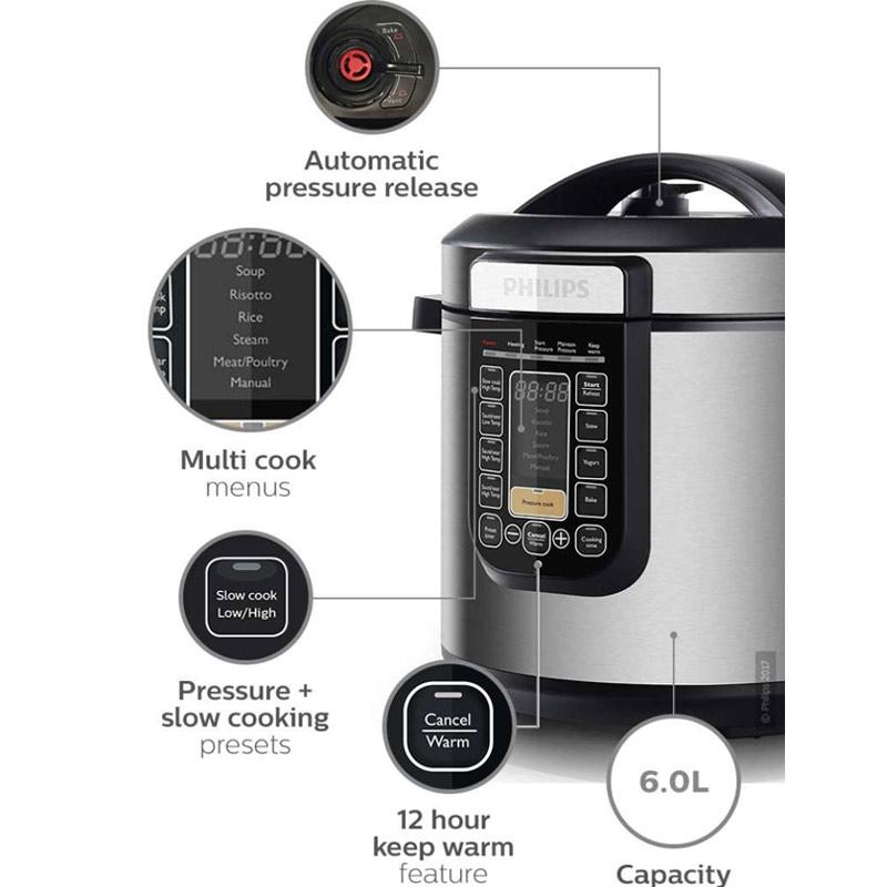 Jual Philips All In One Electric Pressure Cooker Silver Black Hd2137 Online September 2020 Blibli Com