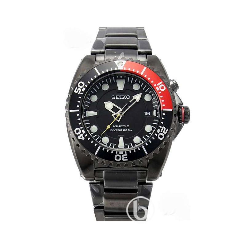SEIKO Kinetic Diver SKA 577P1 200M Black Dial Jam Tangan Pria Hitam