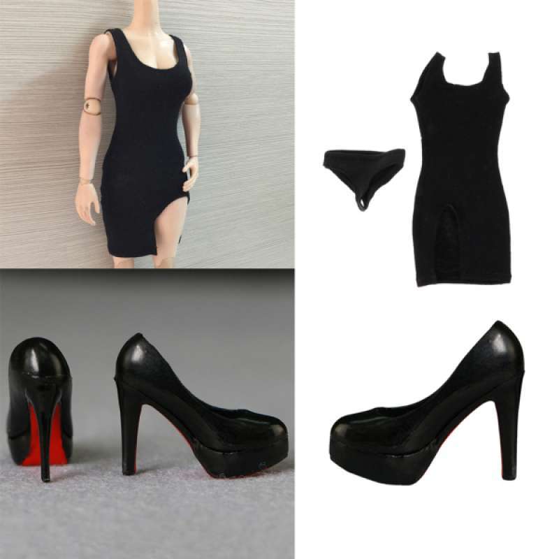 High Heel Shoes for 12inch DML TTL Toys 1//6 Split Skirt Dress