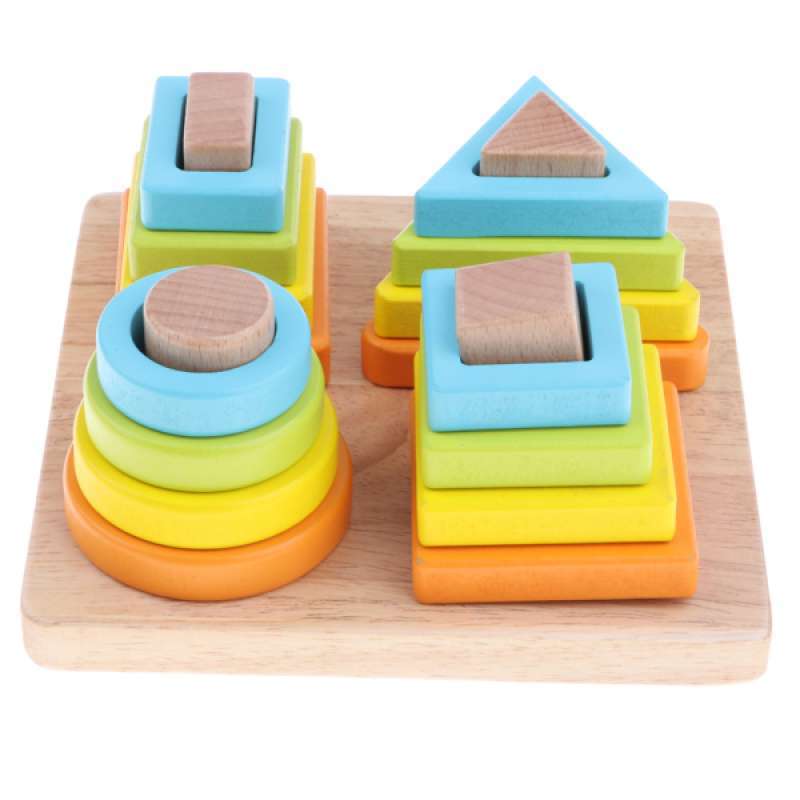 Jual Oem Shape Color Recognition Geometric Board Stacking Blocks For Kids Children Online November 2020 Blibli