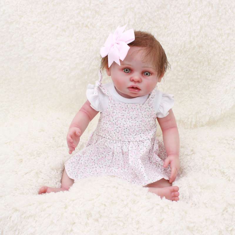 oem vivid 20 full silicone reborn baby girl doll with clothes pacifier bottle