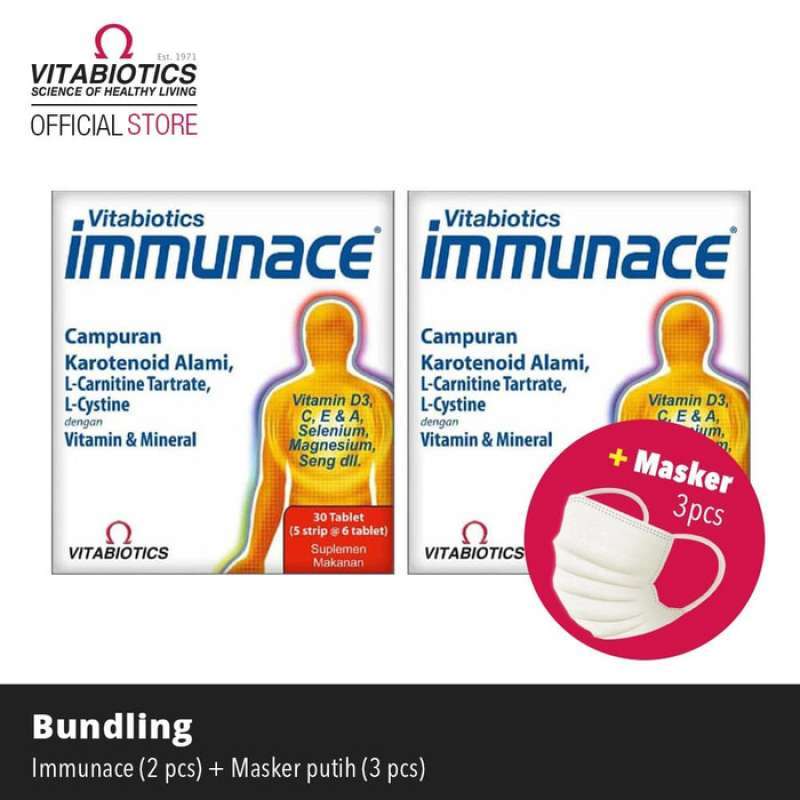 Jual Vitabiotics Immunace Suplemen 2 Box 60 Tablets Masker Non Medis 3 Pcs Set Bunding Online November 2020 Blibli