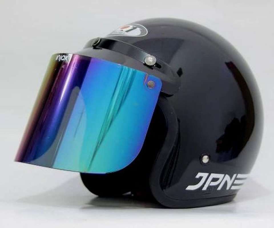 Jual Jpn Bogo Retro Arc Helm Hitam Metalik Glossy Kaca Datar Injak Online Maret 2021 Blibli