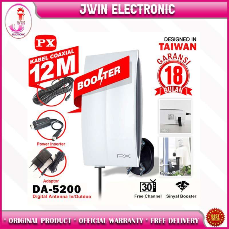 Jual Antena Tv Digital Analog Px Da 5200 Kabel 12m Booster Indoor Outdoor Online Desember 2020 Blibli