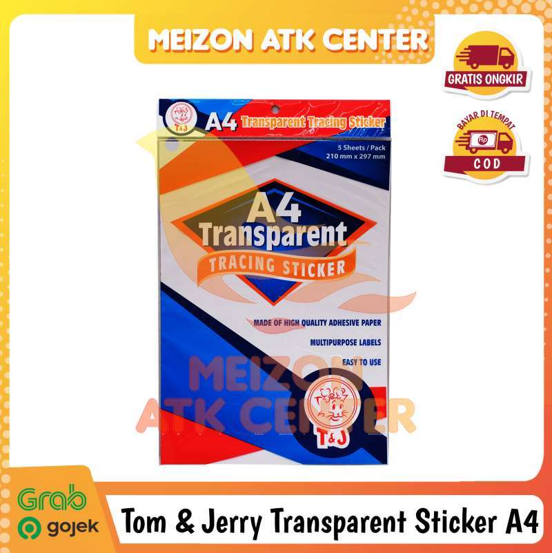 Label Sticker Transparan Transparent Uk A4 Tom & Jerry [ 1 PACK]