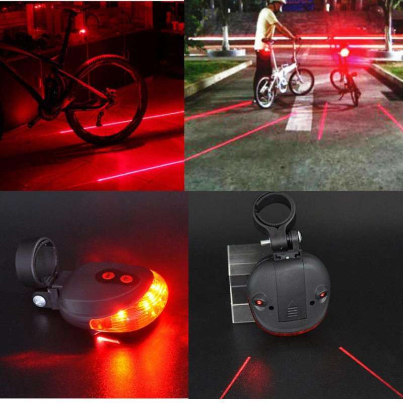 lampu led sepeda laser strobe taillight 5 led
