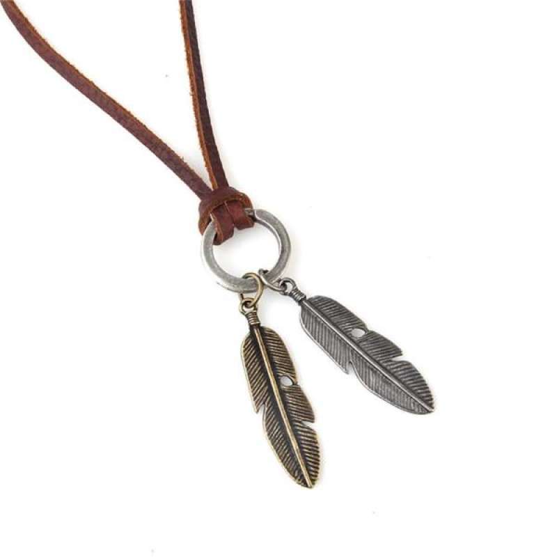 Jual Punk Brown Leather Chain Necklace 