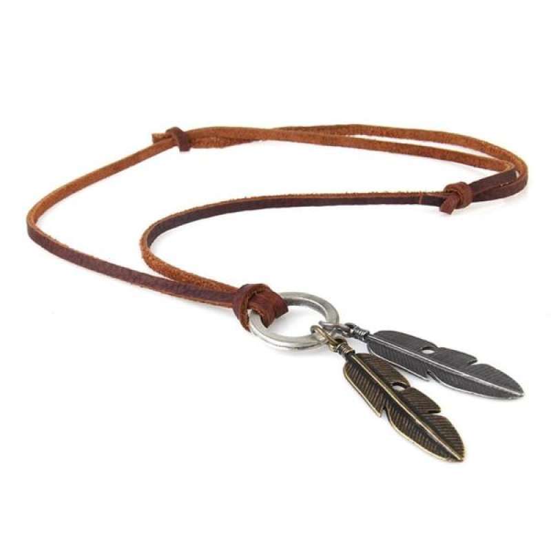 Jual Punk Brown Leather Chain Necklace 