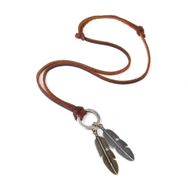 Jual Punk Brown Leather Chain Necklace 