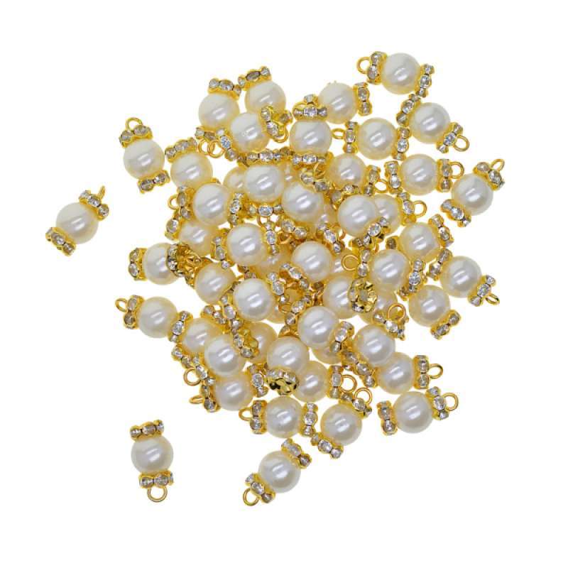 Promo 50x Handmade Pearl Diamante 