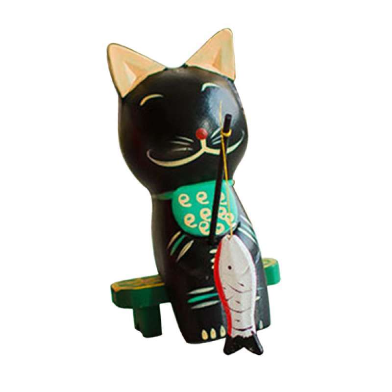Jual Wooden Couple Fishing Cat Figurines Ornaments Desktop Crafts Hand Painted Online September 2020 Blibli Com