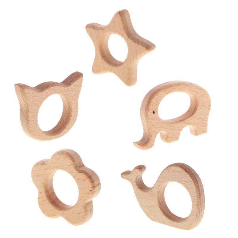 Jual 5pcs Natural Wooden Baby Teether Toys Forest Animal Set Development And Sensory Skills Toy Online September 2020 Blibli Com
