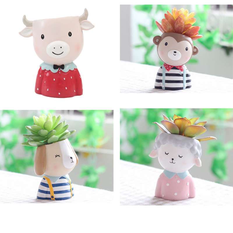 Jual 4 Pcs Cute Animal Succulent Pots Resin Flower Planter Pot With Drainage Hole Desk Table Top Decor Online Oktober 2020 Blibli Com