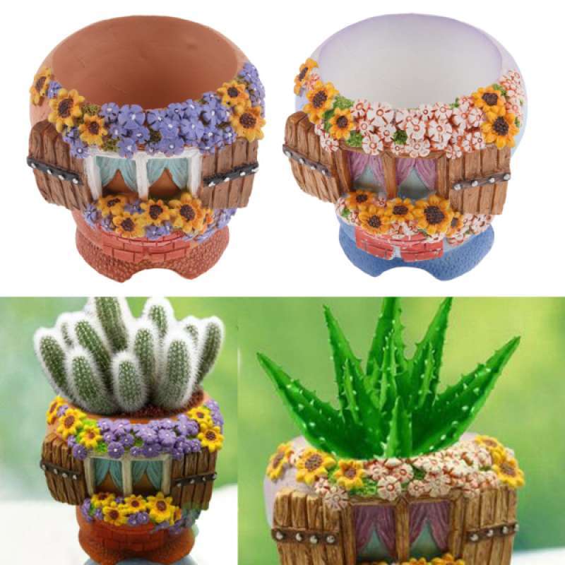 Jual 2pc Decorative Flower Pot Resin Garden Plant Flower Pot Cactus Succulent Pot Online Januari 2021 Blibli