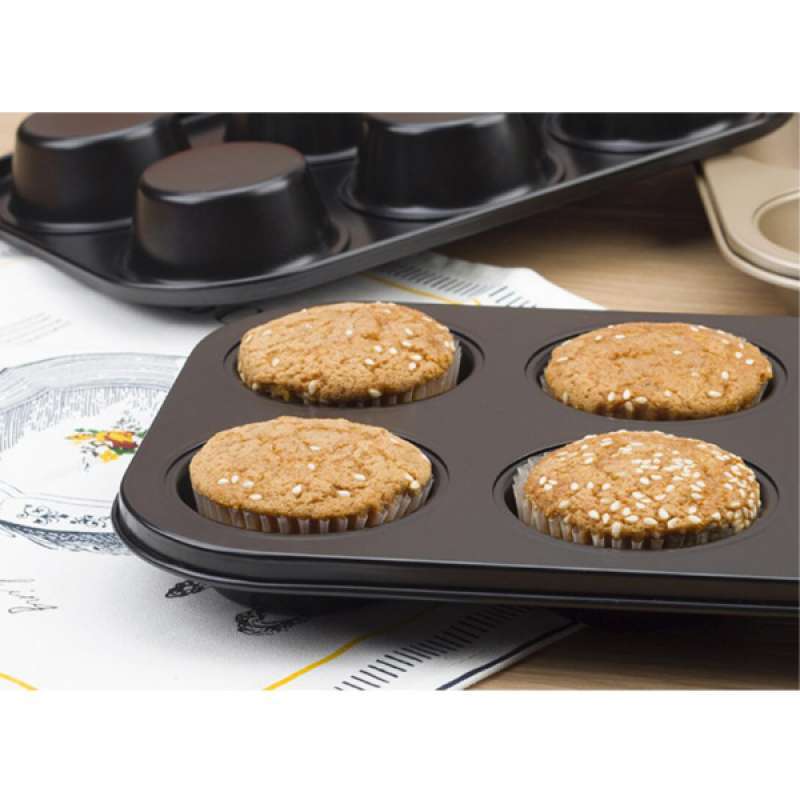 Muffin Cookies Cake Pan 4-Cavity Cakes Bakeware for Oven Baking 