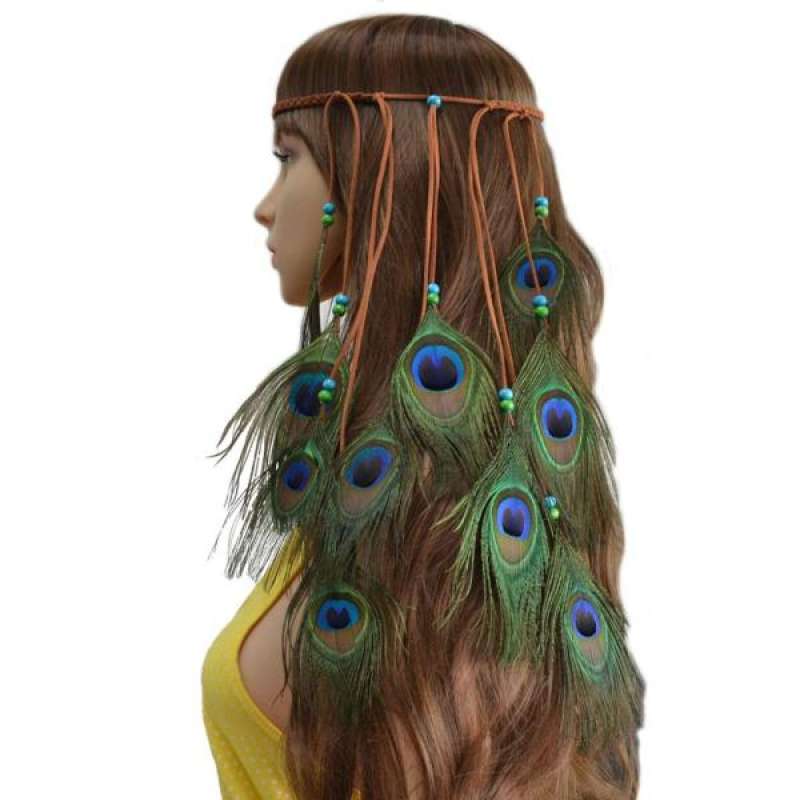 Promo Peacock Boho Headband Feather 