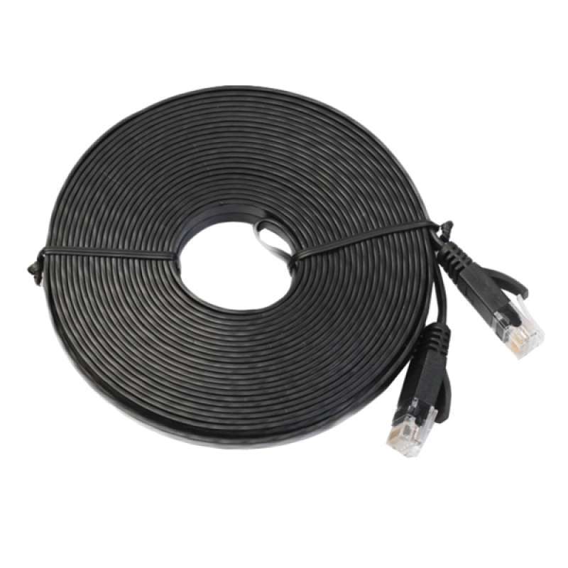 FLAT CAT6 Ethernet LAN Patch Cable Low Profile GIGABIT RJ45 BLACK