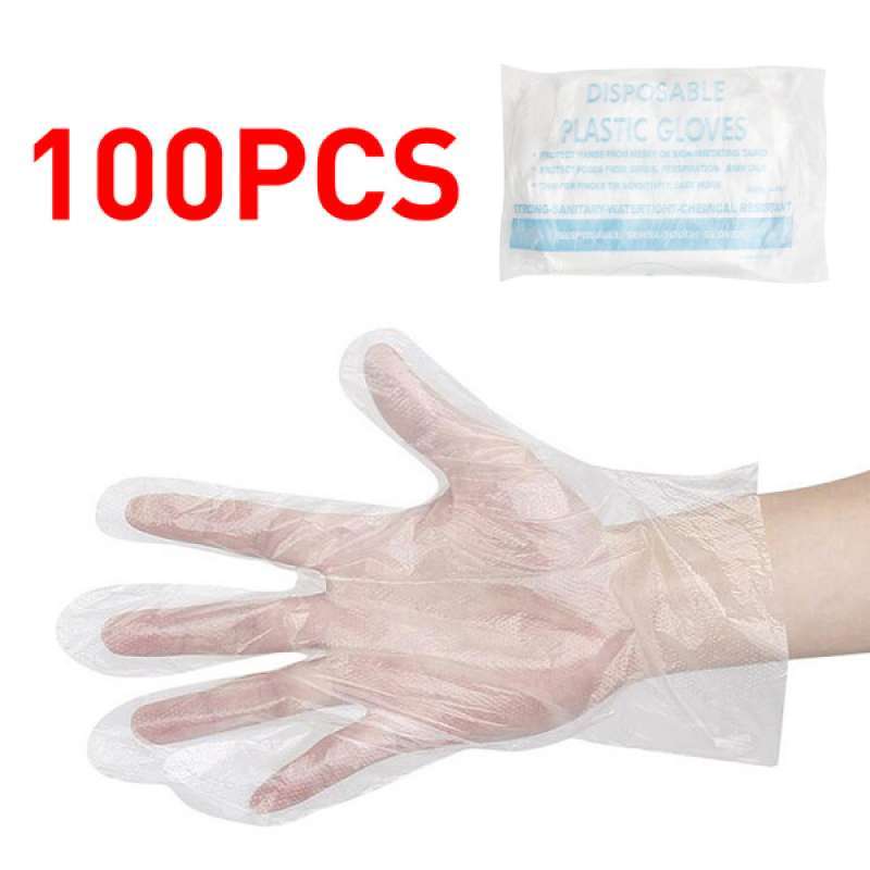 Jual 100pcs Plastic Disposable Gloves Food Service Cleaning Use Waterproof Glove Online November 2020 Blibli Com