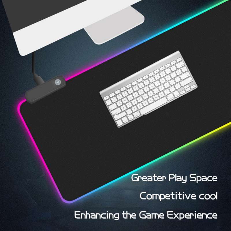 montian glowing led high precision gaming mouse pad rgb 300 x 780 x 4mm gibi black