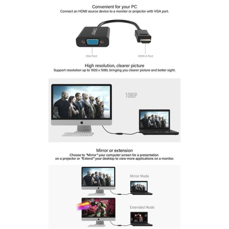 best product hdmi a to vga adapter orico dhtv c20 tv lcd projector adapter colokan hdmi