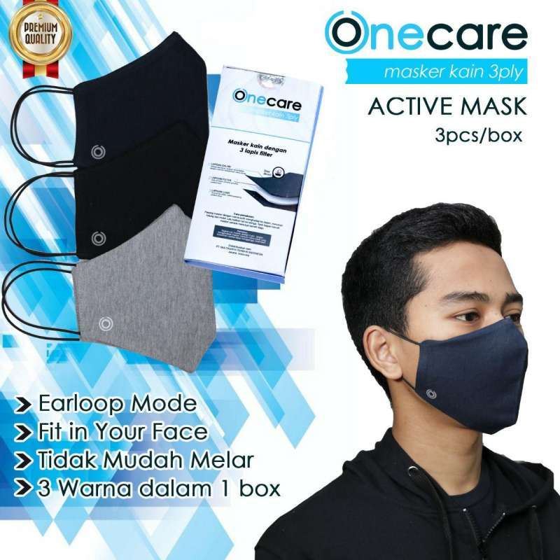 Jual Masker Kain Onecare Earloop 3 Lapis 3pcs Online Desember 2020 Blibli