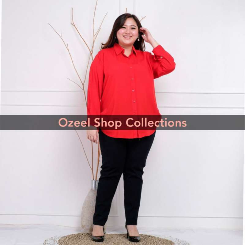 Jual Ozeel Kemeja Wanita Katun Rayon Polos Merah Cabe Online Februari 2021 Blibli
