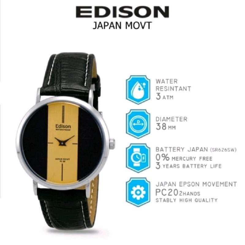Jual Jam Tangan Edison AR 240 P EG Slim Type Waterproof Japan