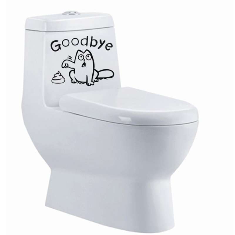 Jual Wall Stickers Cute Cat Bathroom Decor Toilet Lid Stickers Vinyl Door Sign Online Januari 2021 Blibli