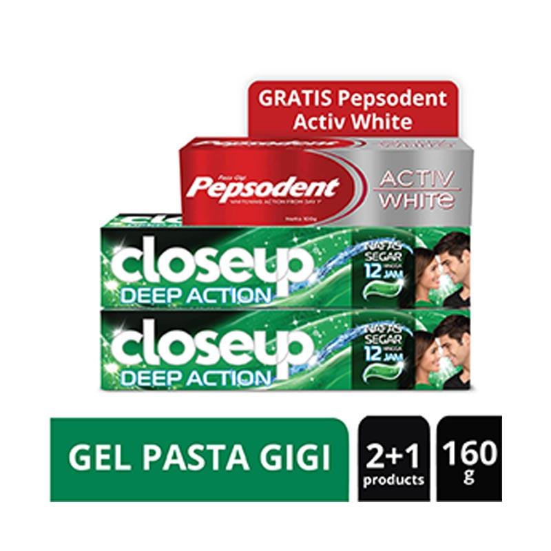 Jual Close Up Deep Action Menthol Fresh Gel Toothpaste 160 G Twinpack Free Pepsodent Activ White Pasta Gigi Toothpaste 100 G Online Desember 2020 Blibli