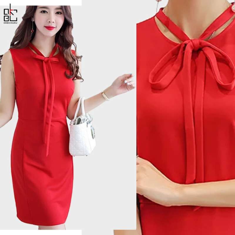 Jual Okechuku Zuzu Midi Dress Wanita Body Fit Dress Gaun Pesta Gaya Korea Terbaru Juli 2021 Blibli