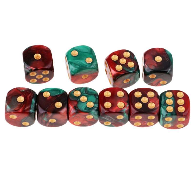 10Pcs D6 Color Dotted Dice Round Corner for Kids Building Blocks Gifts 