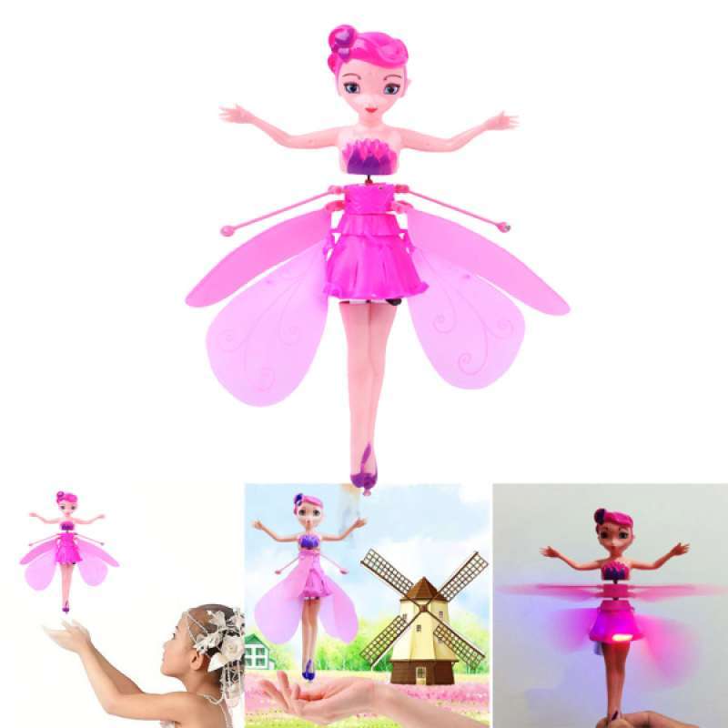 flying fairy toys rc infrared induction drone helicopter with shinning light hand controlled flying kids toy for age 4 5 6 7 8 9 10 year old kid pink