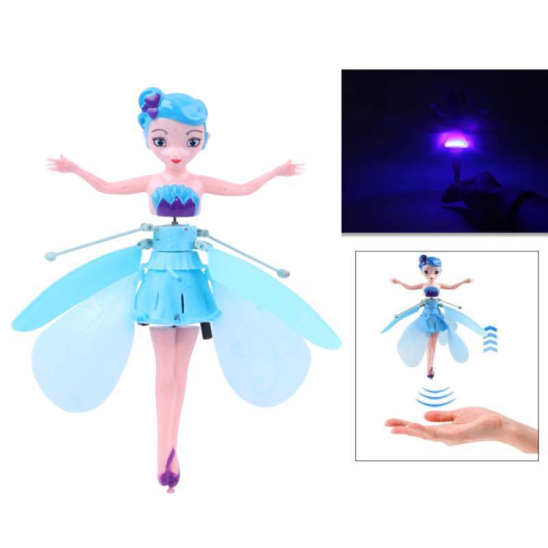 flying fairy toys rc infrared induction drone helicopter with shinning light hand controlled flying kids toy for age 4 5 6 7 8 9 10 year old kid blue