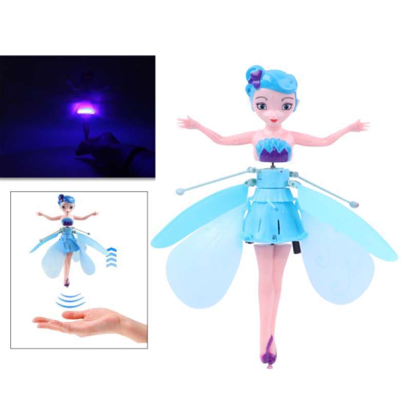 flying fairy toys rc infrared induction drone helicopter with shinning light hand controlled flying kids toy for age 4 5 6 7 8 9 10 year old kid blue