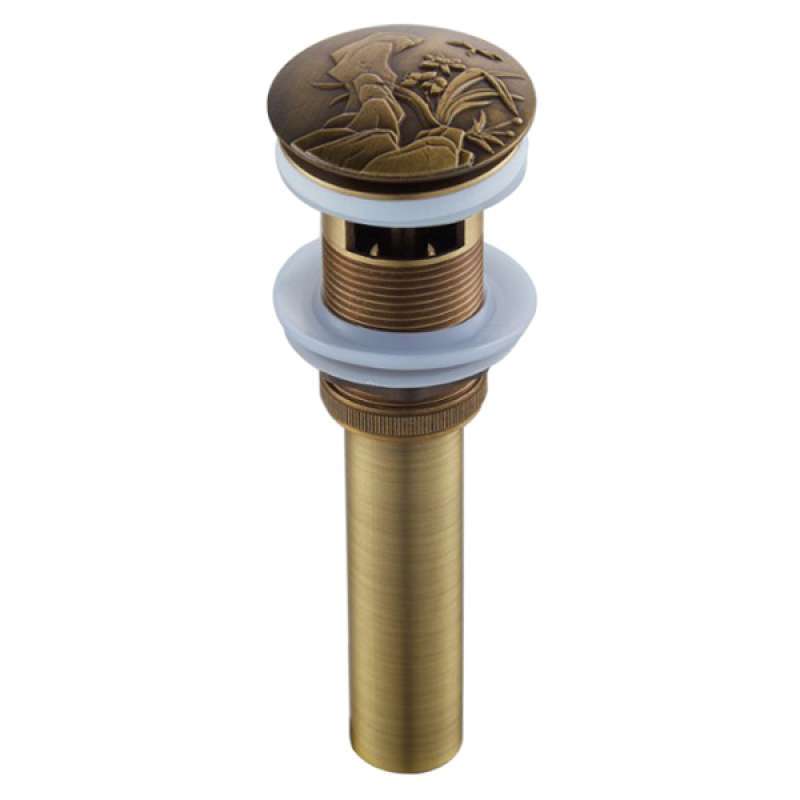 Solid Brass Pop Up Drain Bathroom Sink Grate Waste Basin Stopper With Overflow 