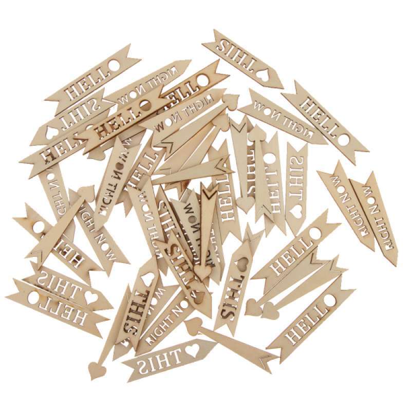 50Pcs Wooden Arrow Sign Shapes Decor Craft Scrapbook MDF Wood Embellishments 