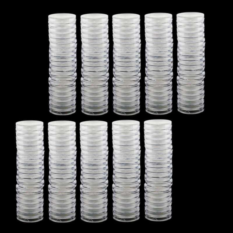 200PCS Coin Capsule 30mm Holder Clear Round Plastic Coin Storage Box Container 
