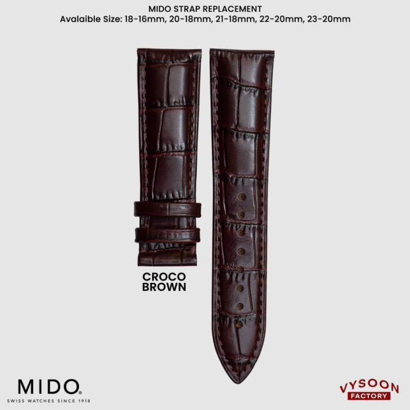 Jual Strap Tali Jam Kulit Leather Mido Tissot 18mm 20mm 22mm