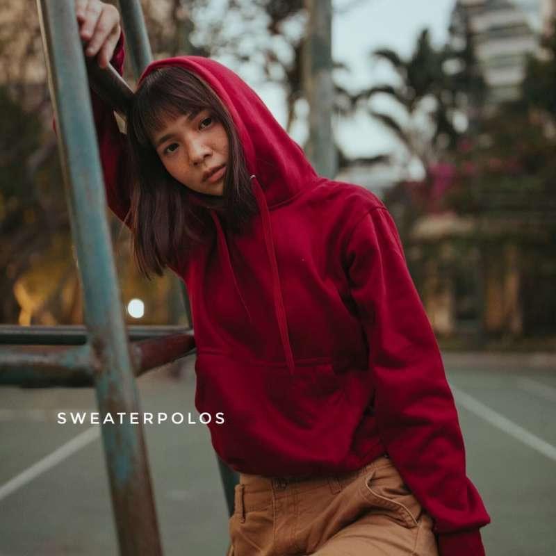 sweater hoodie merah maroon