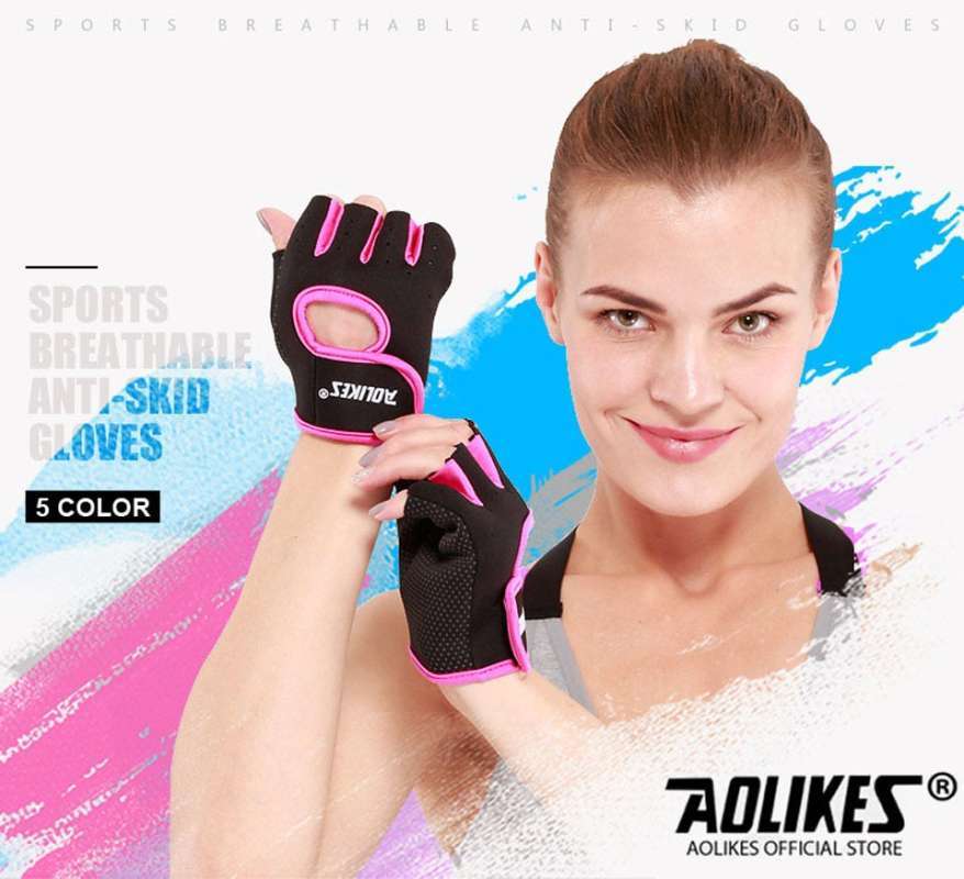 AOLIKES Sarung Tangan A1678 Half Finger Gym Fitnes Unisex Workout Gloves  Pria Wanita
