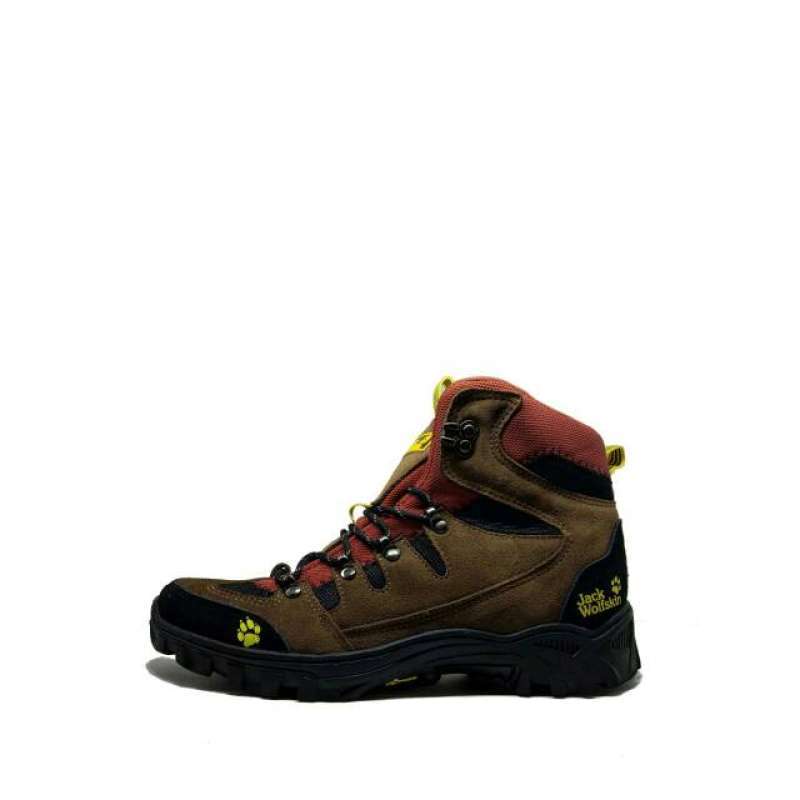 sepatu gunung hiking pria jack wolfskin boot olahraga outdoor trekking waterproof brown