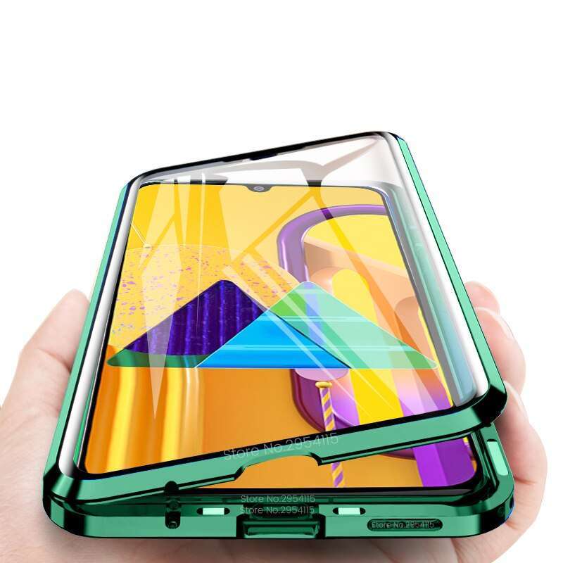 Samsung Galaxy M30 Double Side Glass Magnetic Case Metal Cover Casing