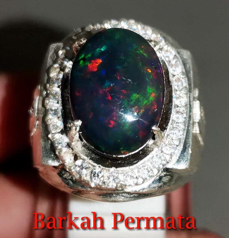 Jual Batu Akik Kalimaya Black Opal Asli jarong Ring Perak n ...