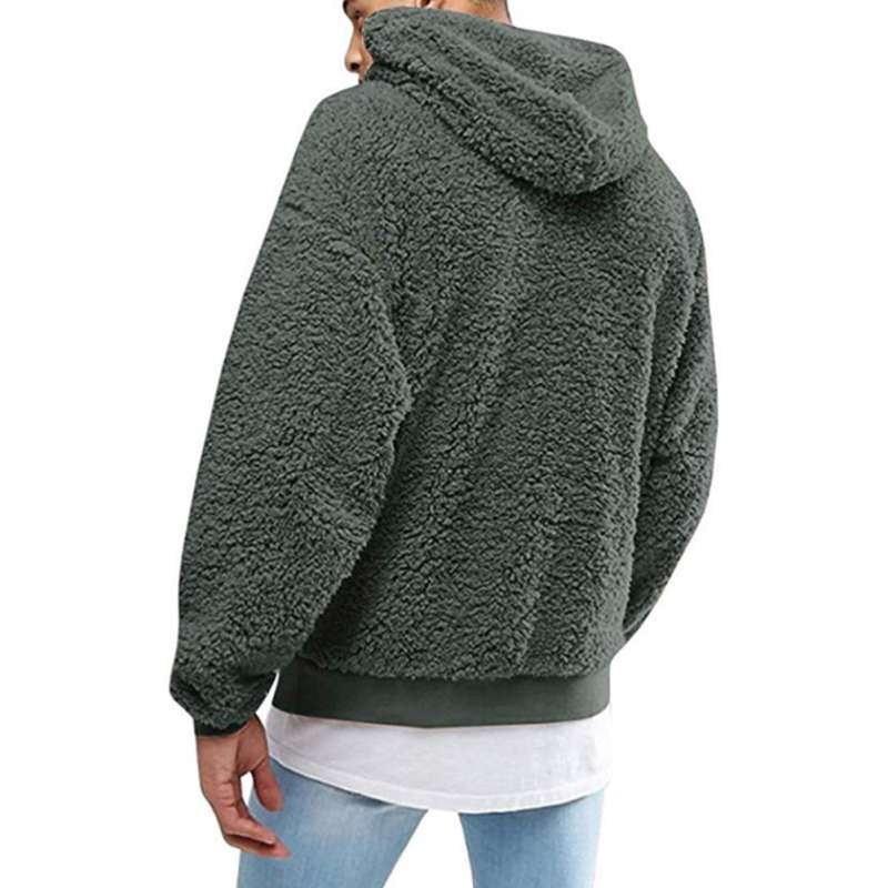 Jual Bluelans Winter Men Solid Color Fluffy Fleece Hooded Coat Pullover Hoodie Warm Sweatshirt Online Desember 2020 Blibli