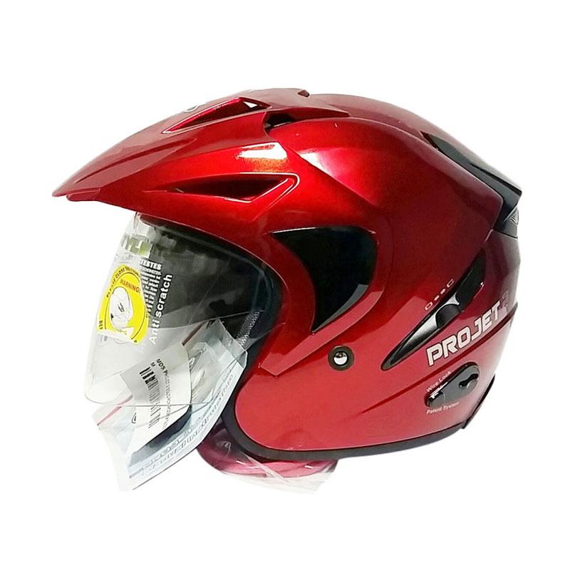 harga MDS Projet 2 Helm Half Face - Red Maroon Metallic Blibli.com